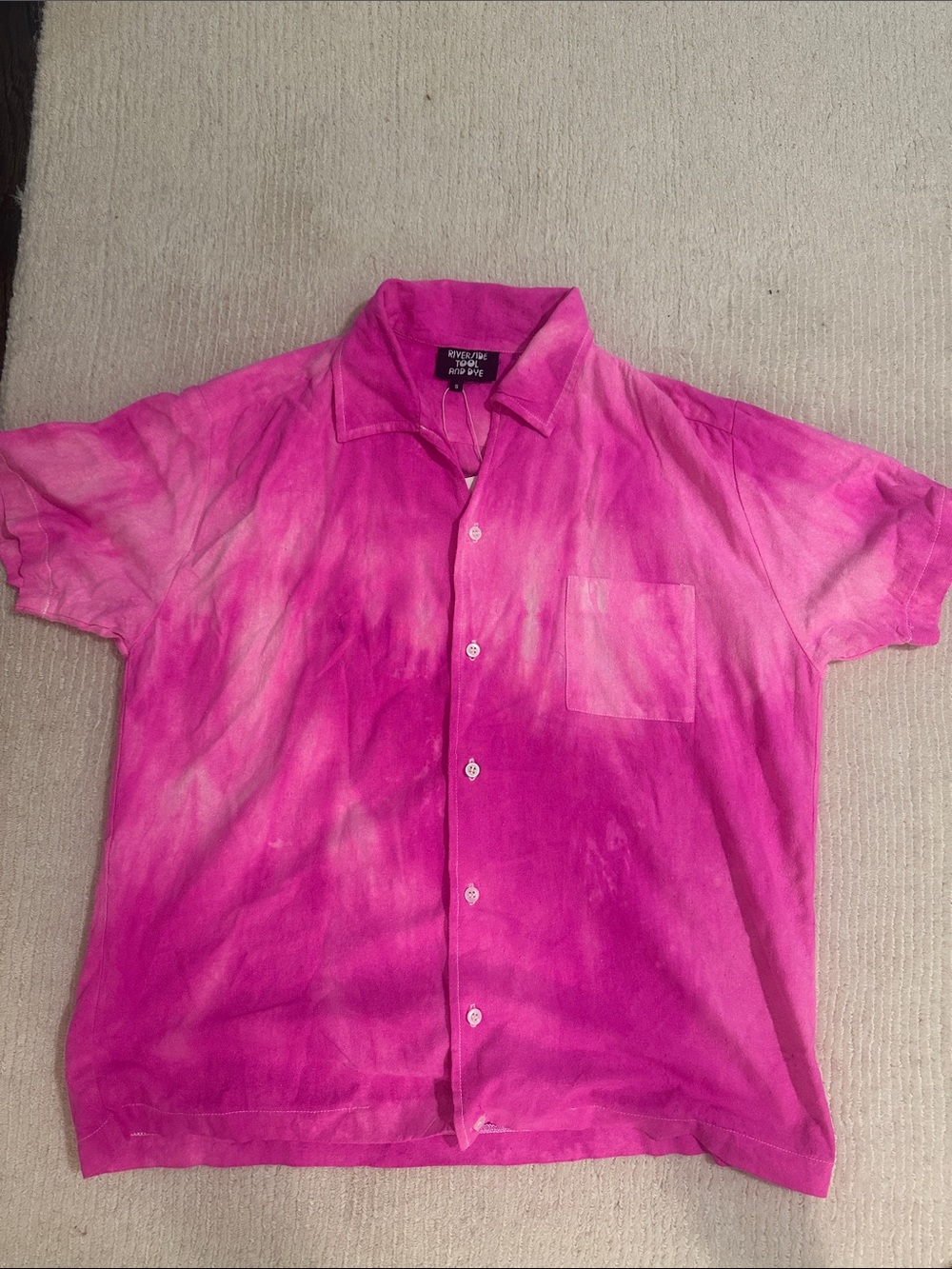 Riverside tool and dye Short-Sleeve Pink Button-Up Shirt
